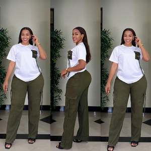 Vente flash : Costume tendance pour femmes, <span class=keywords><strong>t</strong></span>-<span class=keywords><strong>shirt</strong></span> décontracté à col rond et manches courtes pour femmes - Product Image 2