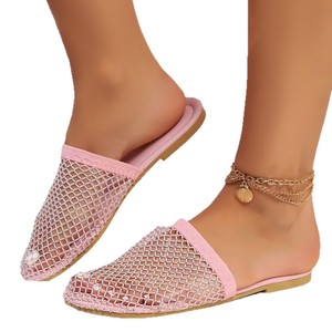 Pantuflas de malla transpirables para mujer, estilo europeo y americano, talla grande, planas, cómodas y frescas, novedad de verano 2025 - Product Image 5