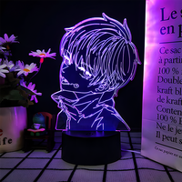 Prix de gros, lampe de nuit créative 3D d'anime, option de logo personnalisé, lampe décorative à changement de couleur 3 couleurs pour les amateurs d'anime