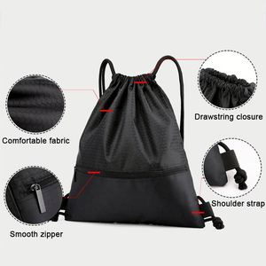 Men's and Women's Waterproof and Wear-resistant Zipper Polyester <b>Drawstring</b> with Pocket <b>Backpack</b> Ecological Travel <b>Backpack</b> - Product Image 4