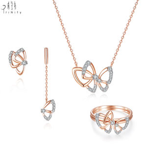 Joyería de mariposa de oro rosa de 18 quilates más popular, pendiente de gota de diamante Natural Real, última moda para mujer - Product Image 3