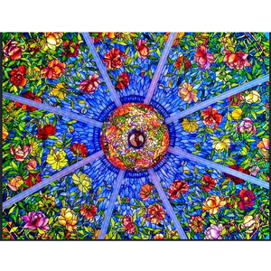 Dôme de vitrail décoratif décoré de motifs floraux et de <span class=keywords><strong>vignes</strong></span> Panneau de toit en verre teinté au plomb Tiffany - Product Image 5