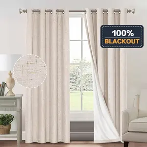 Cortinas blackout de seda para sala de estar Bindi, janela plana com isolamento térmico para casa, branco 100%, cortinas blackout para hotel de luxo