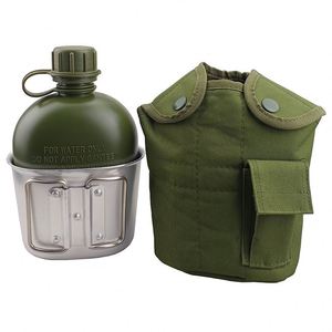 Échantillon gratuit Nouvelle gamme Gourde de randonnée Bouteille d'eau Vert olive Gourde portable avec couvercle à vis et chaîne - Product Image 3