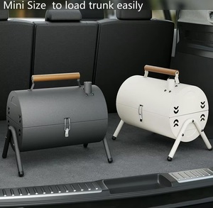 <span class=keywords><strong>Barbecue</strong></span> portable pliable de luxe moderne double face de haute qualité en métal revêtu de poudre avec grille de cuisson chromée et cheminée - Product Image 3