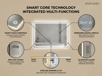 Téléviseur intelligent à écran tactile Android Bluetooth, miroir arqué avec éclairage LED, pour salle de bain, montage mural, pour hôtel et usage domestique