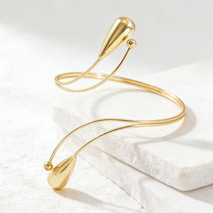Water Drop Gold Plated Alloy <b>Cuff</b> Bracelet For Women Trendy Party Fashion <b>Arm</b> Jewelry - Product Image 2