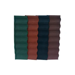 Metal roofing sheets prices Wood Tile 0.4mm black color stone coated metal roof tile sheet steel roofing materials