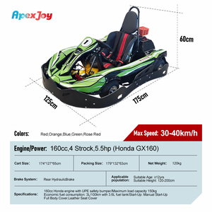 ApexJoy RACE GT Elite Junior - Go Kart Juvenil <span class=keywords><strong>de</strong></span> un Solo Asiento, Motor <span class=keywords><strong>de</strong></span> Gasolina <span class=keywords><strong>de</strong></span> 160cc y 5.5HP, 40km/h, Asiento <span class=keywords><strong>de</strong></span> Cuero Completo, Freno Hidráulico, Kart para Adolescentes - Product Image 2