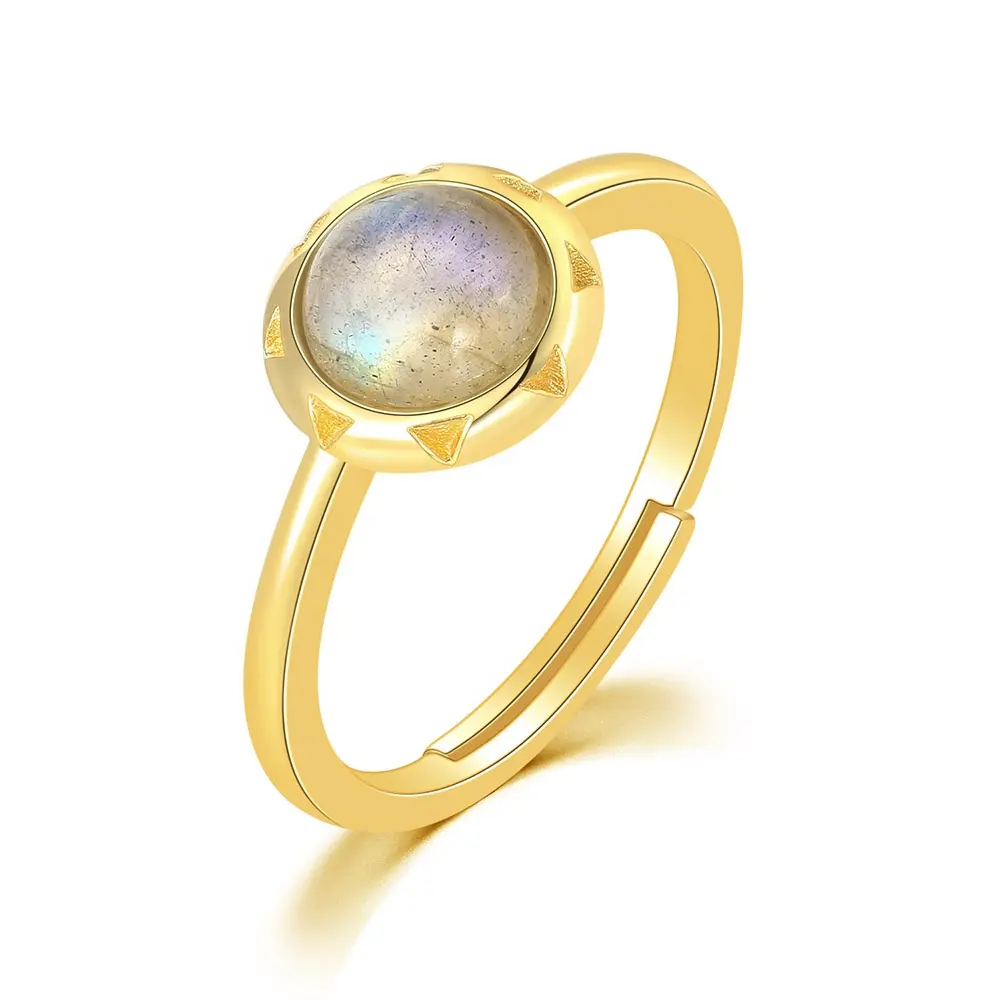 S925 Penyedia Perhiasan Halus Cincin Jari Labradorite Wanita Desain Baru RI122