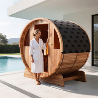 Ruang Sauna Kayu Solid Modern untuk Luar Ruangan dengan Jendela Transom, Pemanas Listrik, Kapasitas 4 Orang, Daya Listrik