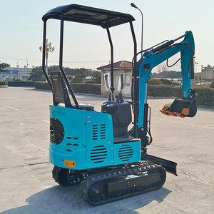 Mini-excavatrice sur roues, jaune, compacte, pour travaux de construction et d'aménagement paysager - Product Image 2