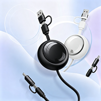 Kabel Pengisi Daya 4-in-1 yang Dapat Ditarik Ulang dengan Chip E-Marker, Pengisian Cepat Kompatibel dengan iPhone & Huawei, Logo Kustom Tersedia