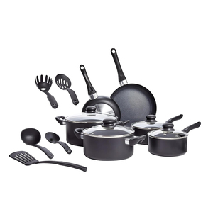 Ensemble de casseroles en céramique antiadhésives modernes, 15 pièces, avec poignées en bakélite et couvercles en verre, pour cuisinières à gaz et à induction - Product Image 5