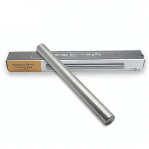 Produk Baru Cina 18/8 Stainless Steel French Rolling Pin untuk Tukang Kue Kue Pastry Dough Roller