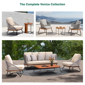 Conjunto de Muebles de Jardín Modernos de Aluminio, Impermeables y Ecológicos, con Espuma de Alta Densidad, Estilo Rústico para Apartamentos - Product Image 5
