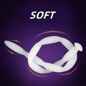 Volwassen seksspeeltje Zachte siliconen urethrale <span class=keywords><strong>plug</strong></span> voor mannen Flexibele sonde 100% waterdicht Intens spelen Climaxcontrole Zwart Wit - Product Image 5