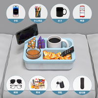 Nouveautés : Organisateur de canapé en silicone, boîte à collation étanche avec porte-gobelet et support pour téléphone, idéal pour lit, siège de voiture, plage