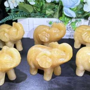 Kindfull Vente en gros Jaune <span class=keywords><strong>Calcite</strong></span> Éléphant Sculpture à la main Cristal Pierre précieuse Cristal Artisanat pour la décoration - Product Image 2