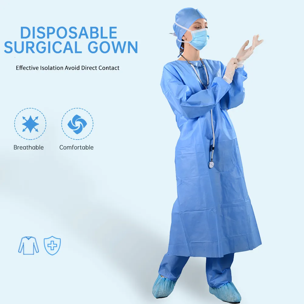 Hospital Gown Disposable Ultrasonic Disposable Medical Sterile Surgical Gowns Medical Uniforms Doctor Nonwoven Scrubs Uniforms Sets Women V Neck Uniforms