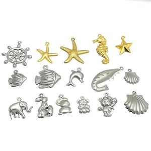 Pendentifs creux en acier inoxydable, formes variées, or et argent, pour la création de colliers, accessoires de bijouterie - Product Image 1