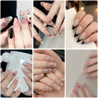 Uñas Postizas ABS de 24 Piezas, Estilo Vacaciones de Verano, Color Brillante, Almendradas Largas, Efecto Ojo de Gato Magnético, Brillantes, en Stock, Listas para Enviar