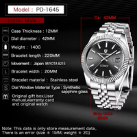 Montres Pagani Design PD-1645 1645 en acier inoxydable, montres de luxe, mouvement automatique japonais Miyota 8215, montre-bracelet mécanique pour homme, Montre Reloj