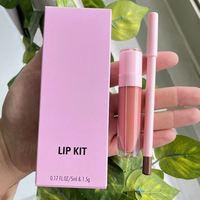 Kit Lèvres Maquillage Végane Marque Blanche, Kit Complet Rouge à Lèvres et Gloss avec Crayon Nude