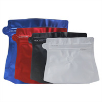 Pochette debout à fond plat en gros pochette vide à fermeture éclair pour le stockage des aliments sac de café en forme de rhomboïde en feuille d'aluminium mate avec valve