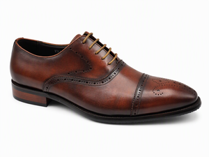Chaussures Richelieu marron en cuir véritable bicolore pour hommes, à lacets, bout rond, souples, pour le bureau, les affaires et les mariages - Product Image 3
