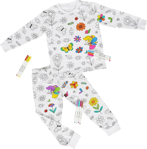 Pigiami in <span class=keywords><strong>viscosa</strong></span> colorabili all'ingrosso, set da 2 pezzi unisex, pigiami colorati in bambù con pennarelli atossici. - Product Image 5