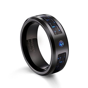 European and American Half <b>Ring</b> Inlaid Carbon Fiber <b>Ring</b> Blue Zircon Unisex <b>Ring</b> Popular Accessory Custom Wholesale - Product Image 1