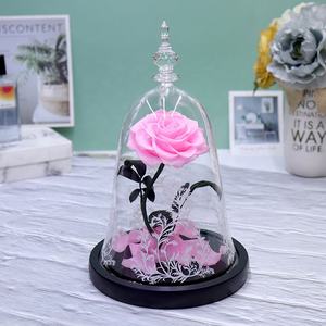 Cadeaux de saint-valentin, la <span class=keywords><strong>belle</strong></span> et la bête, cadeaux de Roses enchantées, cloche en verre, dôme pour toujours, Roses en dôme de verre, vraies fleurs tactiles - Product Image 1