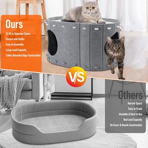 Abri pour animaux de compagnie kaki, grand lit intérieur, grotte à double couche, maison pour chat fermée avec montage facile et litière pour chat gratuite, fonction pliable - Product Image 6