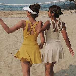 Individuelles Logo Damen Tennisrock-Set Sportrock Golfkleid Sexy Fitness-Outfit Sportbekleidung Gym Activewear - Product Image 1