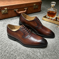 Chaussures Oxford pour hommes prêtes à être expédiées, en cuir véritable, chaussures de ville formelles pour le bureau, chaussures de luxe pour hommes pour la Semaine de la Mode