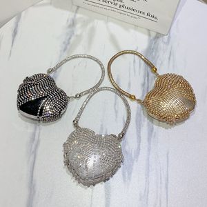 2025 nouveau gros fête <span class=keywords><strong>mariage</strong></span> Banquet accessoires Mini sac à main sacs à main sacs de soirée gland strass amour coeur embrayages sacs - Product Image 3