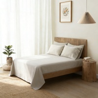 Ensemble de draps de lit HONI OEM/ODM de luxe OEKO-TEX bleu perle uni 4TC 50% polyester 50% rafraîchissant