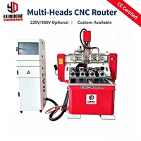 Machine de fraisage CNC à plusieurs têtes pour le bois, 6 broches rotatives, 4 axes, cylindres, sculpture sur bois ronde 3D 1325