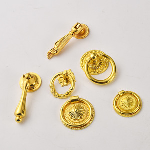 European Style Zinc Alloy <b>Drawer</b> Ring Handle <b>Gold</b> Finish Durable Cabinet <b>Pull</b> Single Hole Installation - Product Image 3