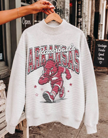 Sweat-shirt vintage à col rond pour le football américain, motif graphique personnalisé de la mascotte du tigre, pull oversize, sublimation personnalisée OEM