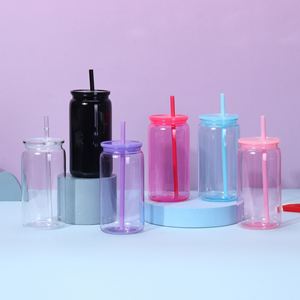 Nouvelle tasse en plastique transparente colorée de type paille, élégante et simple, résistante aux hautes températures, portable, grande capacité, pour le bureau, pour les boissons gazeuses - Product Image 1