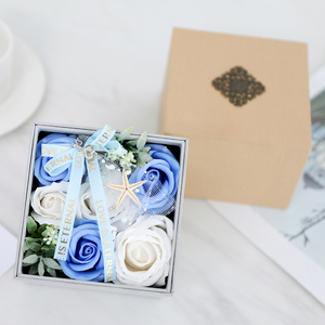 Pink Orange artificial flowers roses soap in good header rotating luxury gift box can collect jewelry - Product Image 5