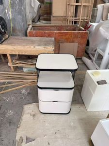 Modern Wood Double Glass Top 4-Wheel Beauty Trolley 2-Drawer Rolling Salon <b>Storage</b> <b>Cart</b> for Facial Lash Spa Clinic - Product Image 6