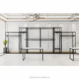 Fashion Beauty Store Interior Designed Fixtures Black Custom Women Clothing Display Rack Equipment Shoes Table Stand