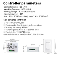 Kit sans fil auto-alimenté SIXWGH RF433MHz, pas besoin de batterie, portée de 100 m, ABS, unipolaire, étanche, relais intelligent 10A, éclairage intelligent