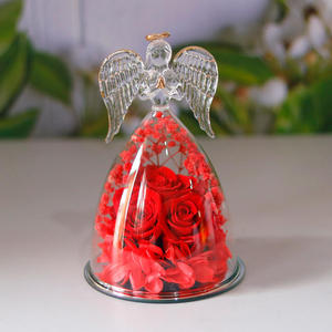 Statuette di Angeli sotto Cupola di Vetro, Rose Vere Conservate con Glicerina Ecologica, Regali di Natale e Compleanno per Donne, Mamme, Mogli, Confezione Regalo - Product Image 4