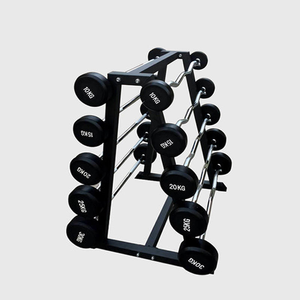 <span class=keywords><strong>Barra</strong></span> de Pesas Recta de Goma Redonda Fija de 10-50 kg, Personalizada por el Fabricante OEM, Juego de Barras para Entrenamiento Físico - Product Image 5