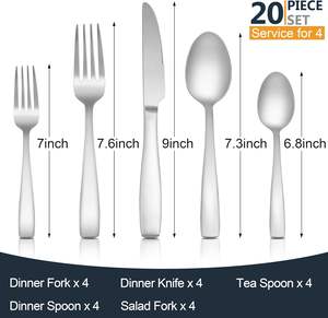 Juego de Cubiertos Modernos de Acero Inoxidable para Restaurante, Incluye Cucharas, Tenedores y Cuchillos Plateados a Bajo Precio para Fiestas y Hogar - Product Image 2