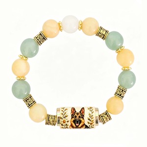 Pulsera Labrador Garden <span class=keywords><strong>Love</strong></span> Loyalty Companionship con Cuentas Redondas de Piedra Natural de 10 mm y Colgante de Perro de Metal, Ajustable - Product Image 6